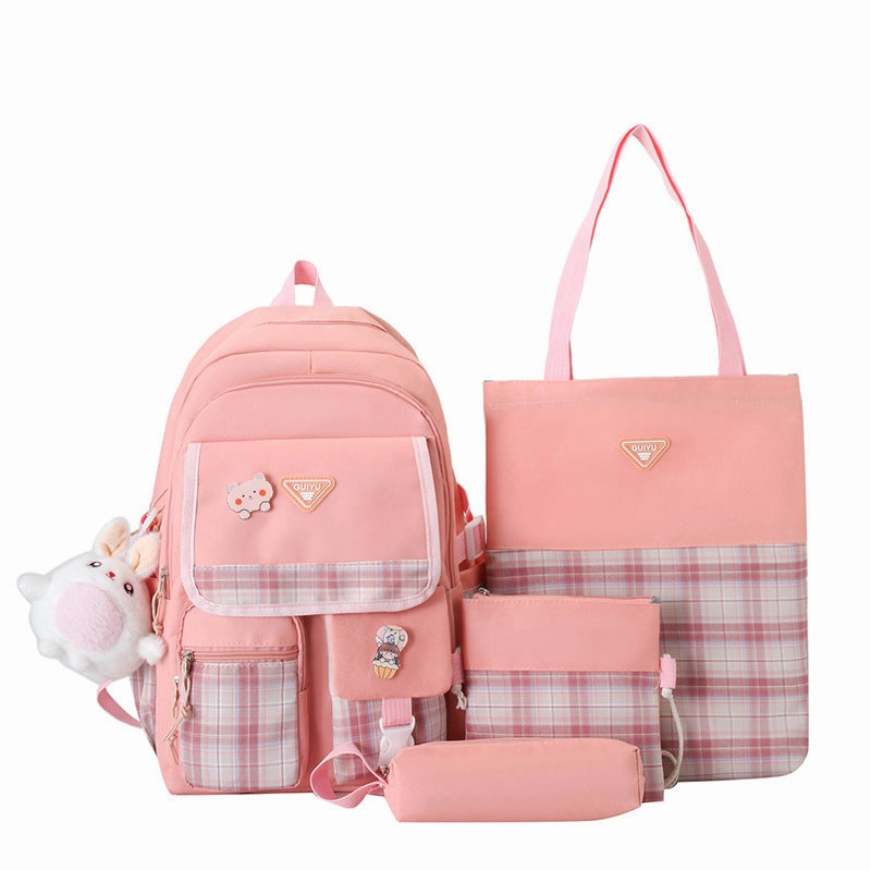 4-piece backpack for girls junior high school students