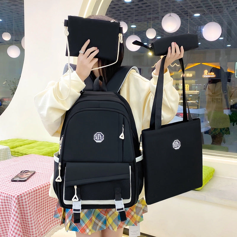 4-piece school bag large capacity nylon backpack
