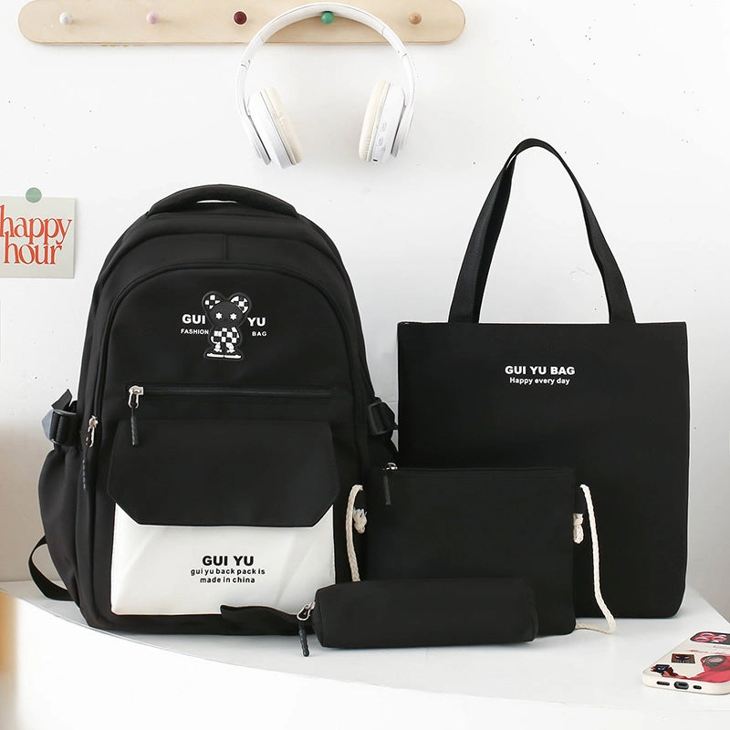 4-piece school bag preppy backpack