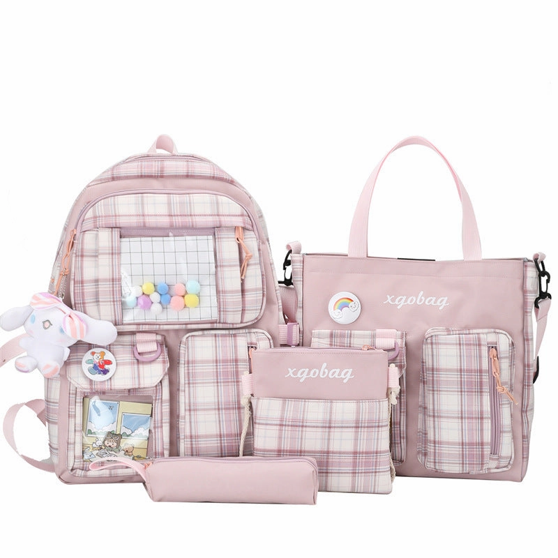4-piece school bag ulzzang backpack
