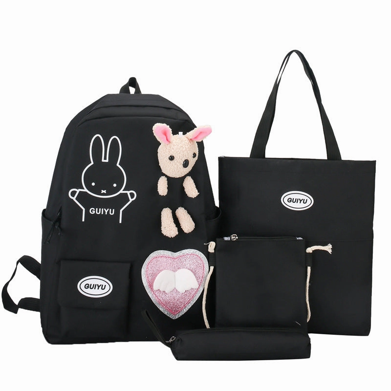 4-piece student backpack large capacity