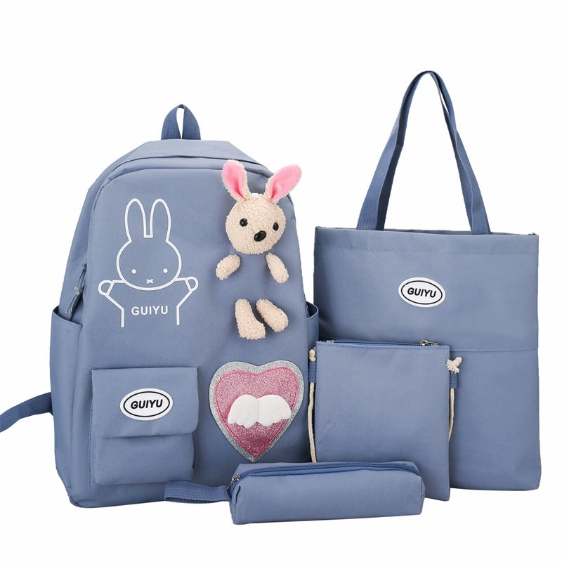 4-piece student backpack large capacity