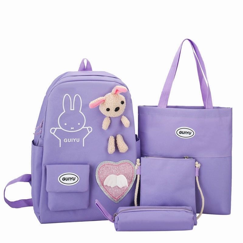 4-piece student backpack large capacity