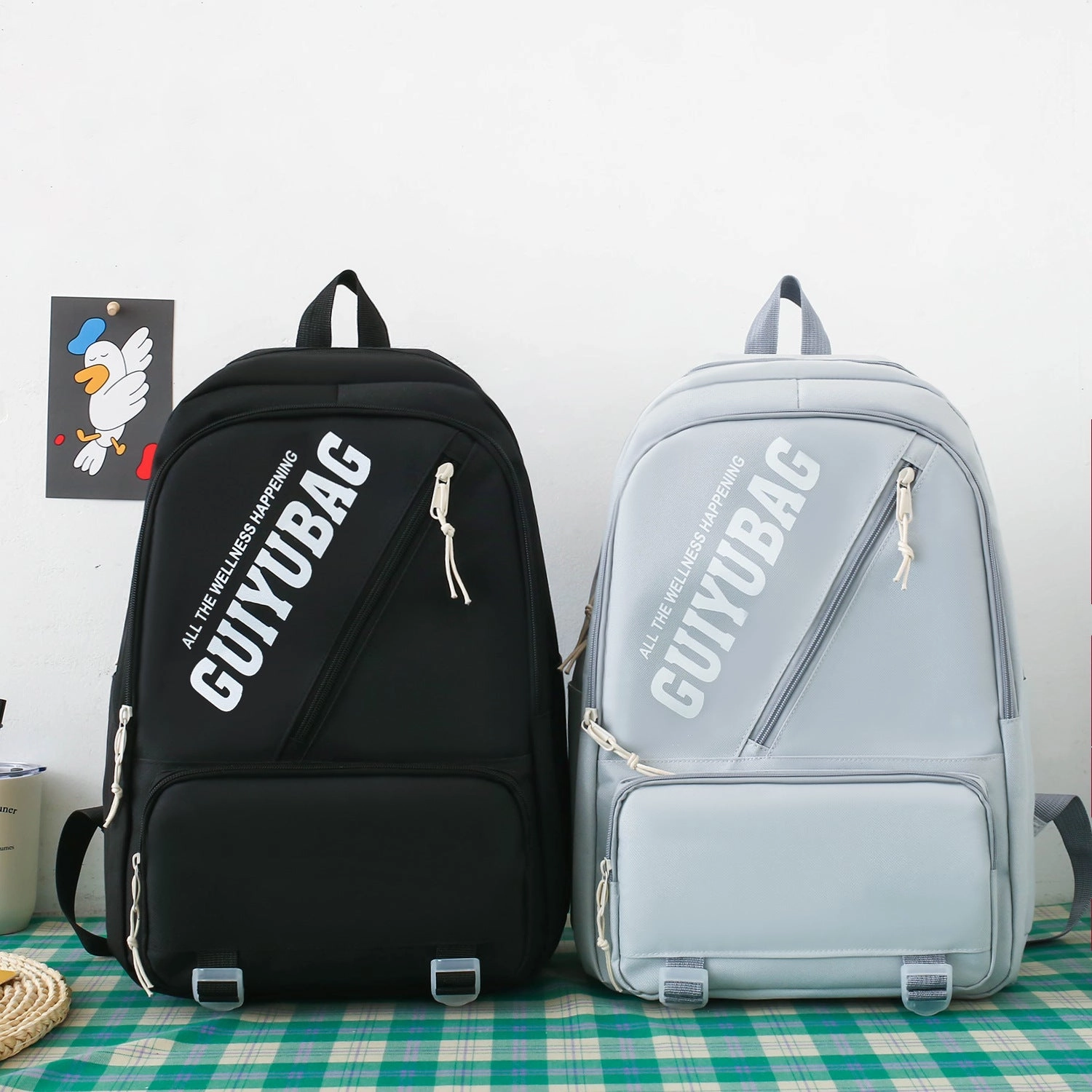 4-piece student backpack with large capacity