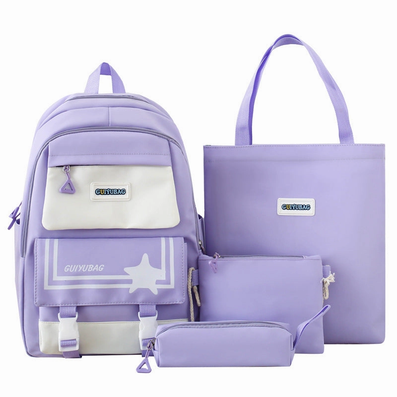 4-piece student school bag cute style backpack