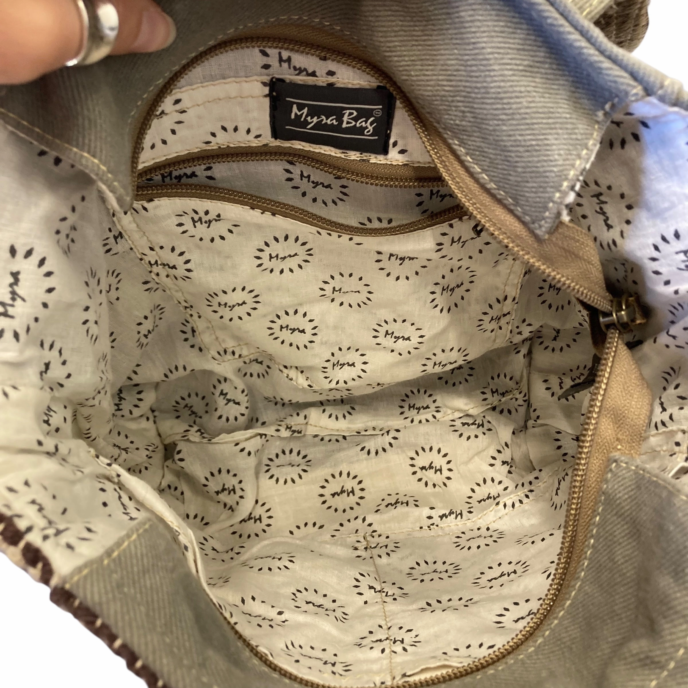 Backpack By Myra Bay In Brown & Cream, Size:Medium