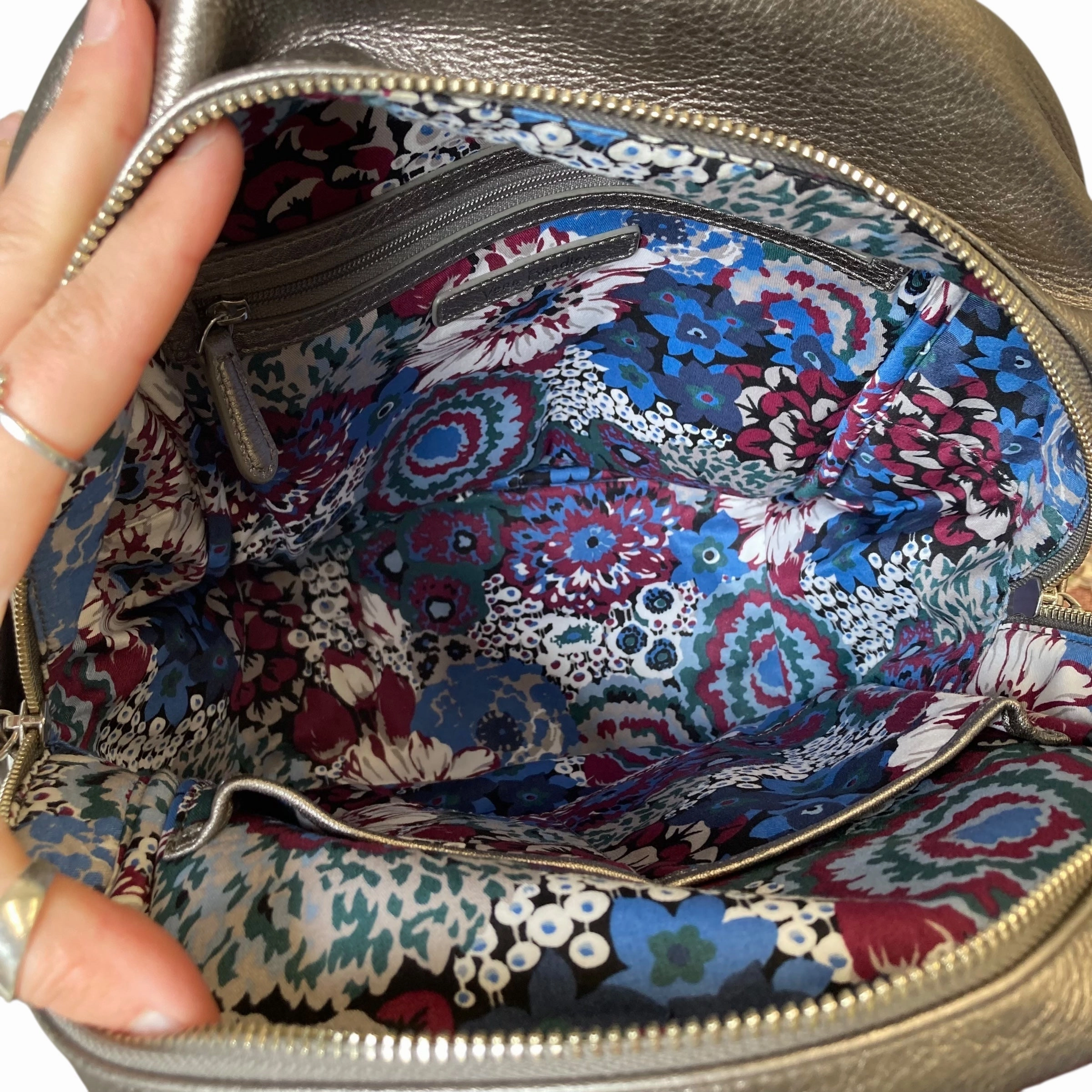 Backpack By Vera Bradley In Silver, Size:Medium