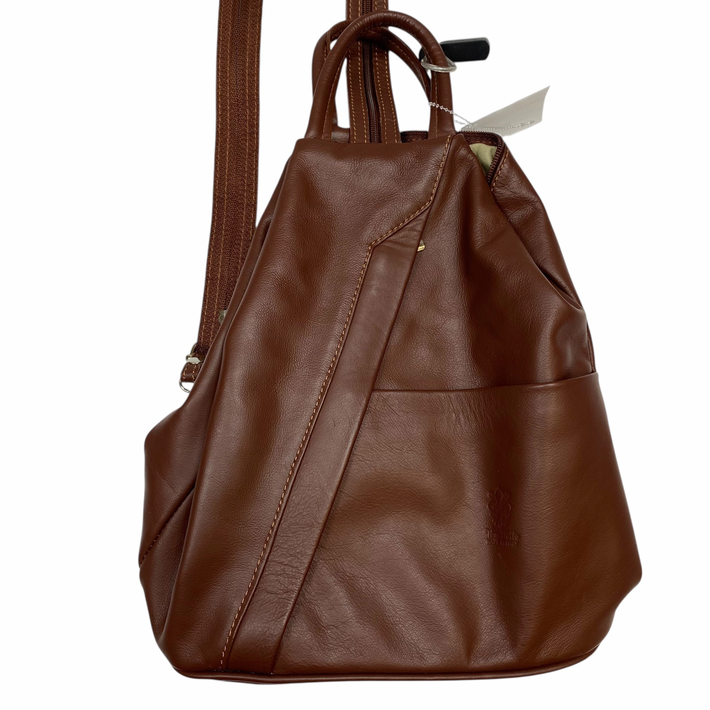 Backpack Leather By Clothes Mentor In Brown, Size:Small
