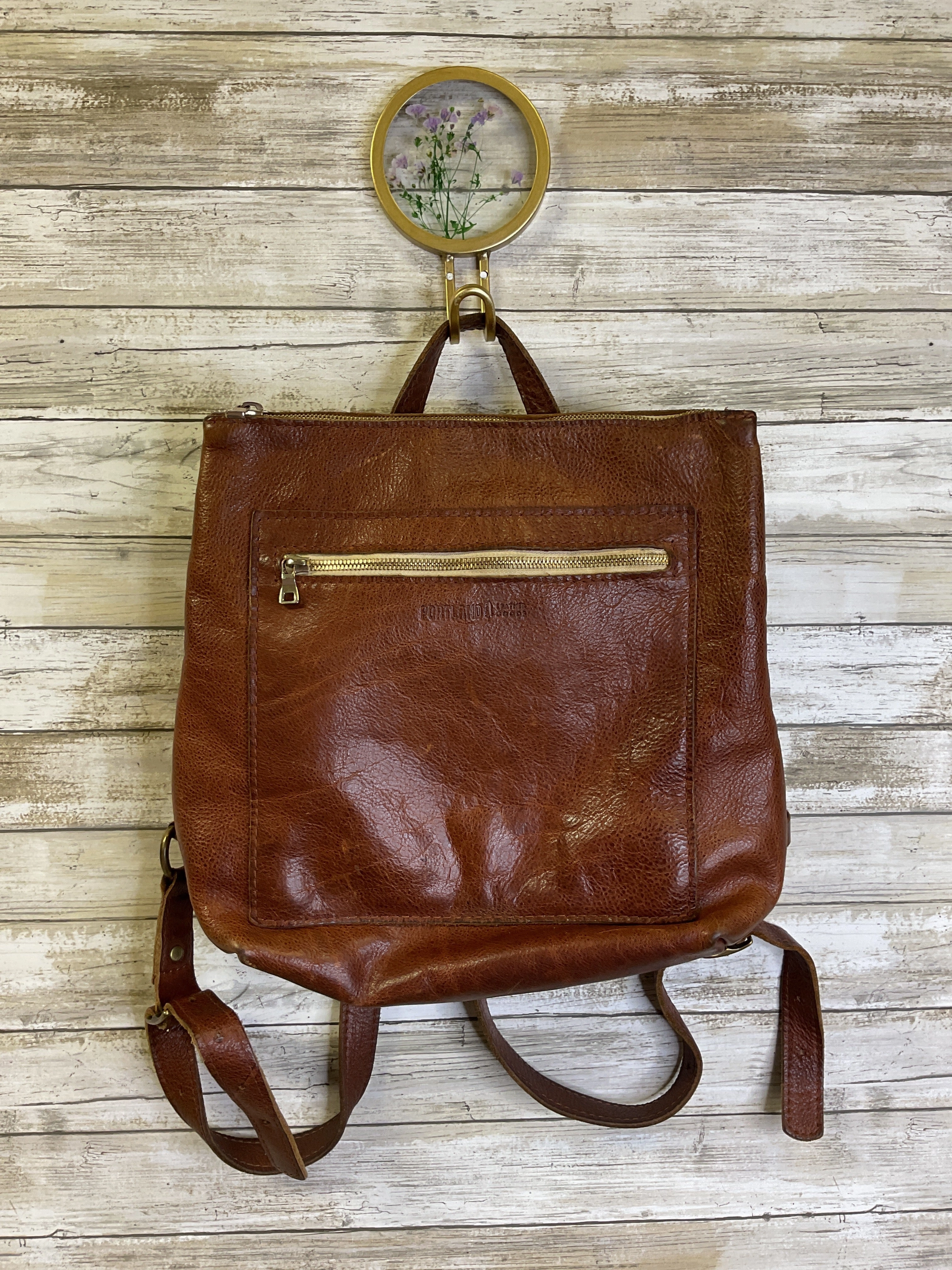 Backpack Leather By Cmb In Brown, Size:Medium