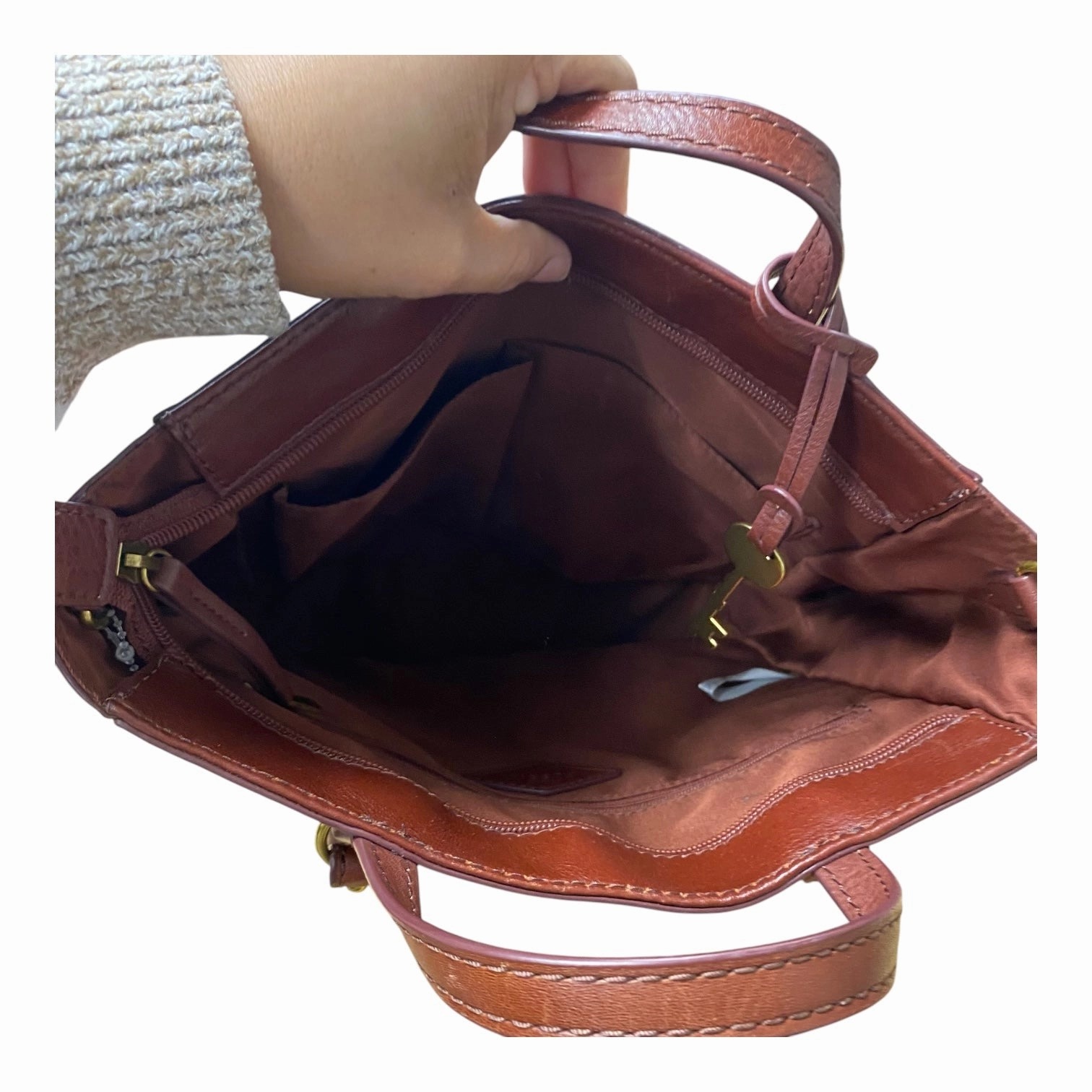 Backpack Leather By Fossil In Brown, Size:Medium