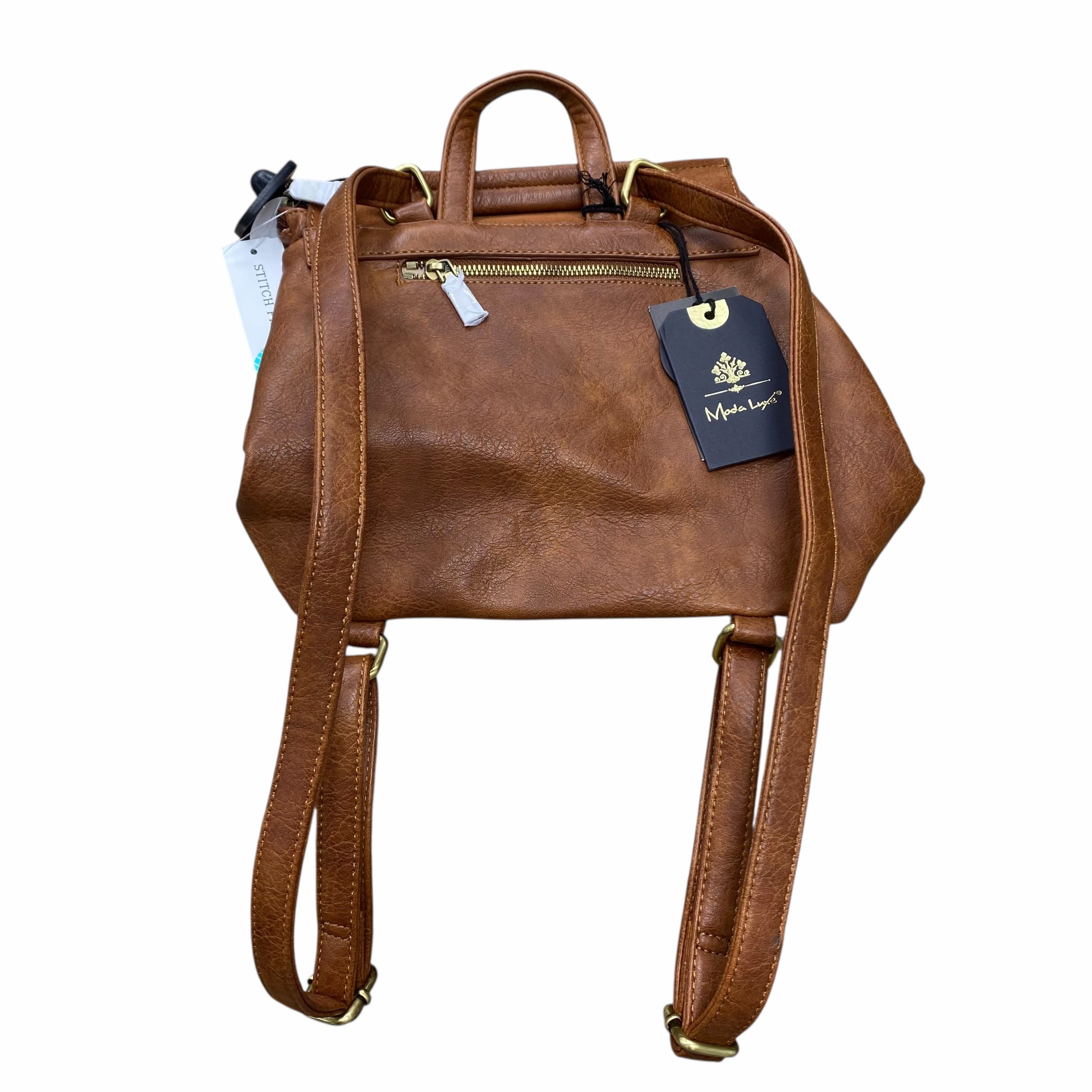 Backpack Leather By Moda Luxe In Brown, Size:Medium