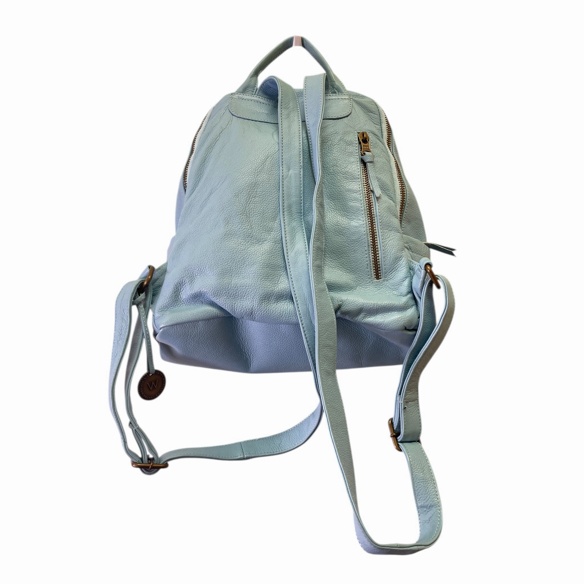 Backpack Leather By Wanderers Travel Co In Blue, Size:Large