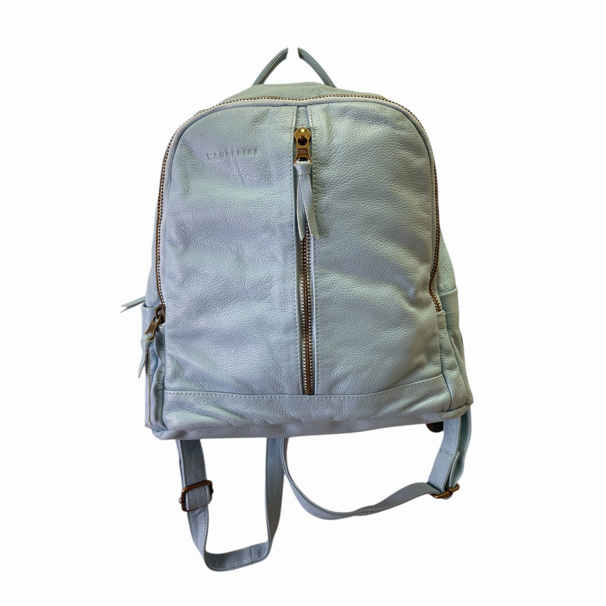 Backpack Leather By Wanderers Travel Co In Blue, Size:Large