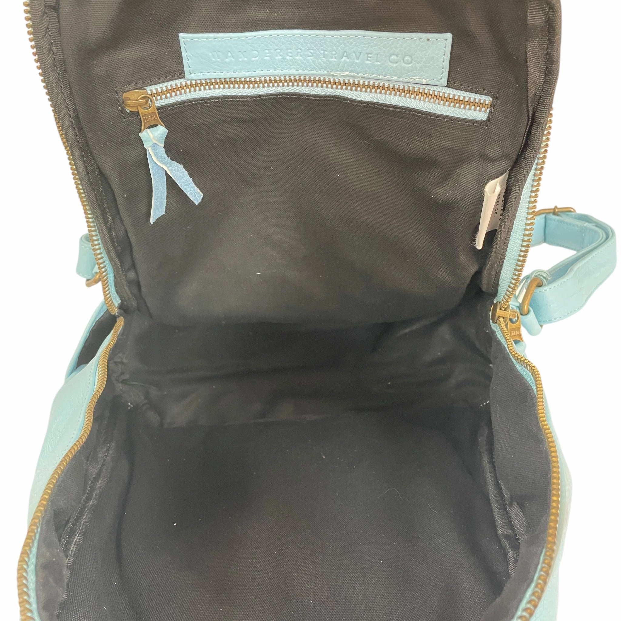 Backpack Leather By Wanderers Travel Co In Blue, Size:Large