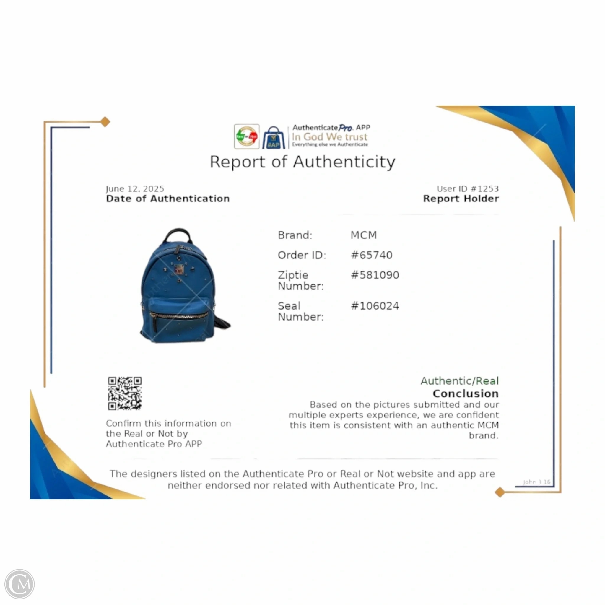 Backpack Luxury Designer By Mcm, Size: Medium