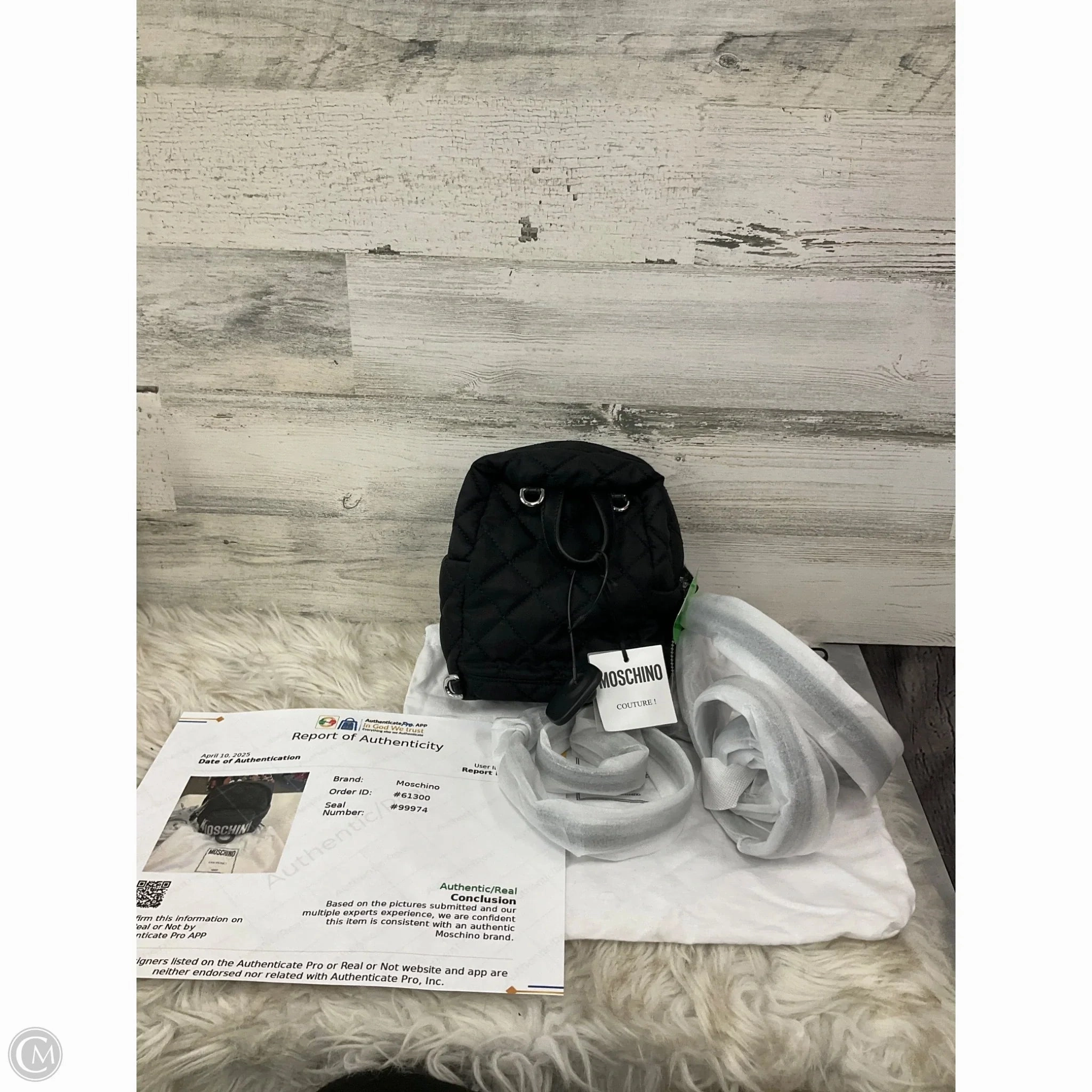 Backpack Luxury Designer By Moschino, Size: Small