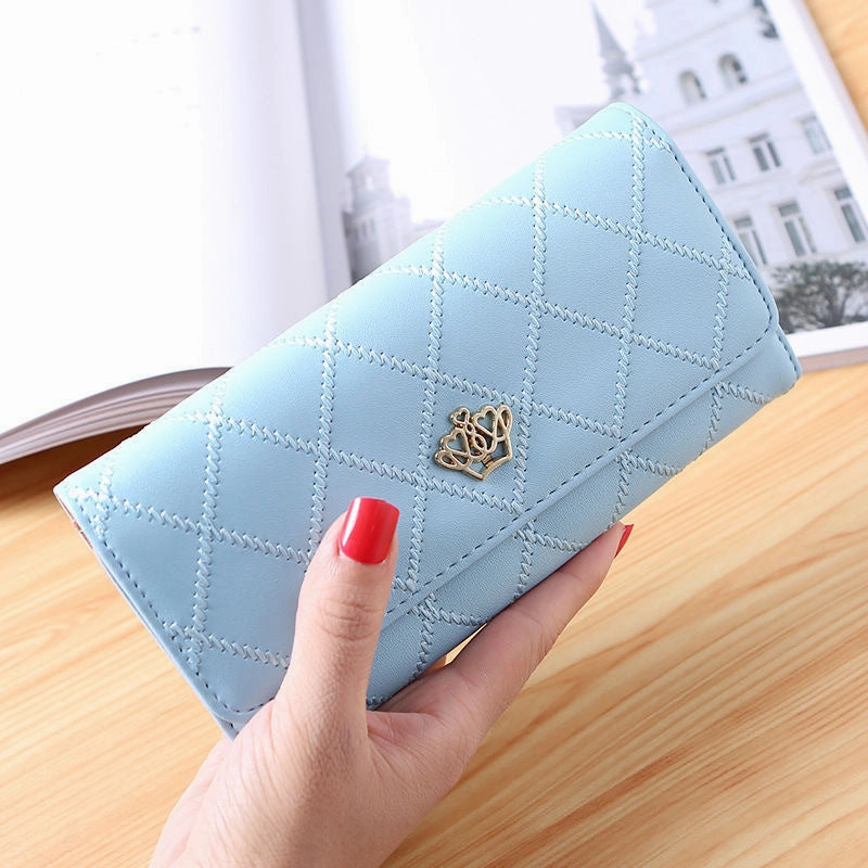 Buckle diamond crown multi-card wallet