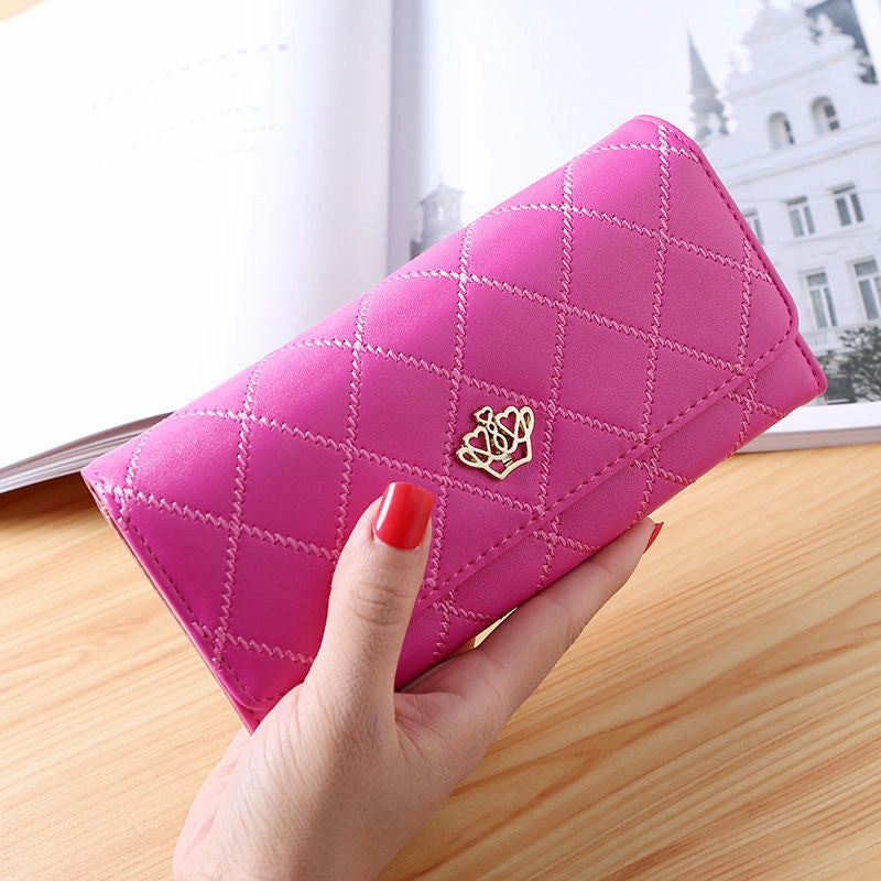 Buckle diamond crown multi-card wallet