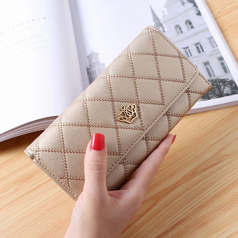 Buckle diamond crown multi-card wallet
