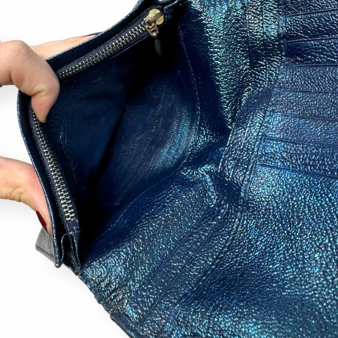 Bvlgari Bvlgari Upcycled Repurposed Bifold Wallet Designer Bvlgari In Glitter Painted Pebbled Leather, Size Small