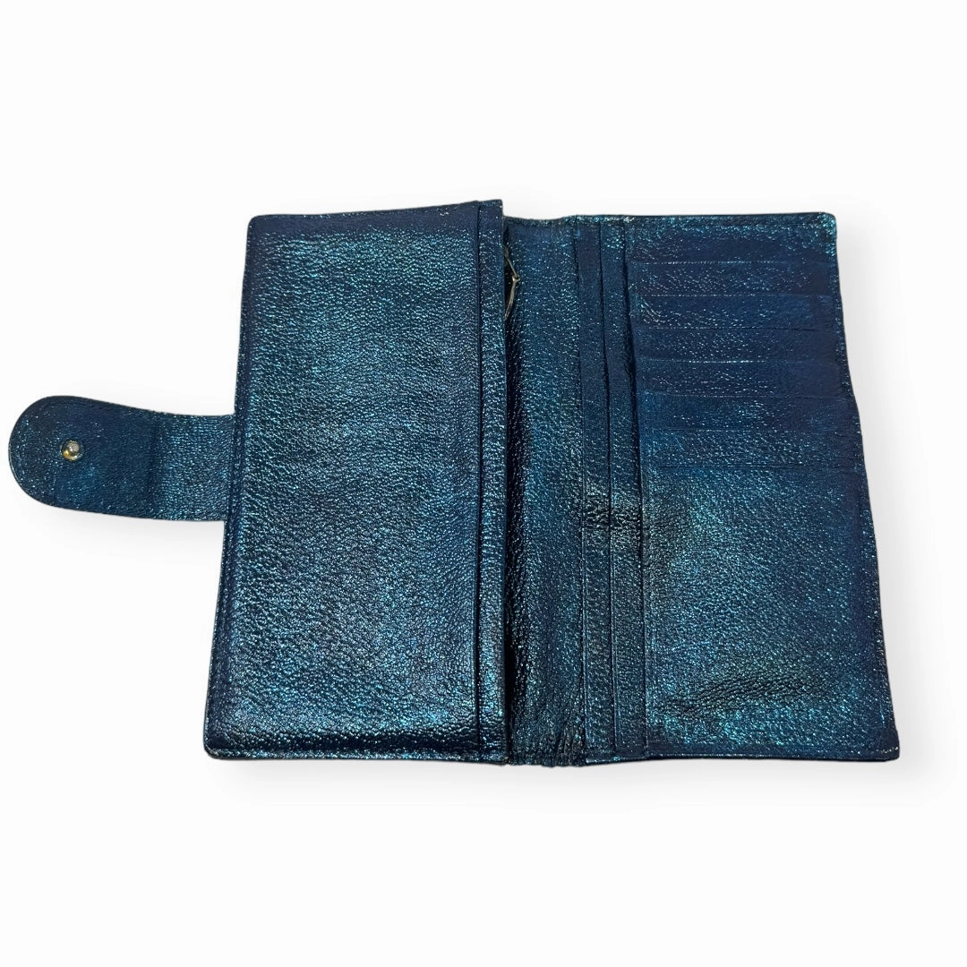 Bvlgari Bvlgari Upcycled Repurposed Bifold Wallet Designer Bvlgari In Glitter Painted Pebbled Leather, Size Small