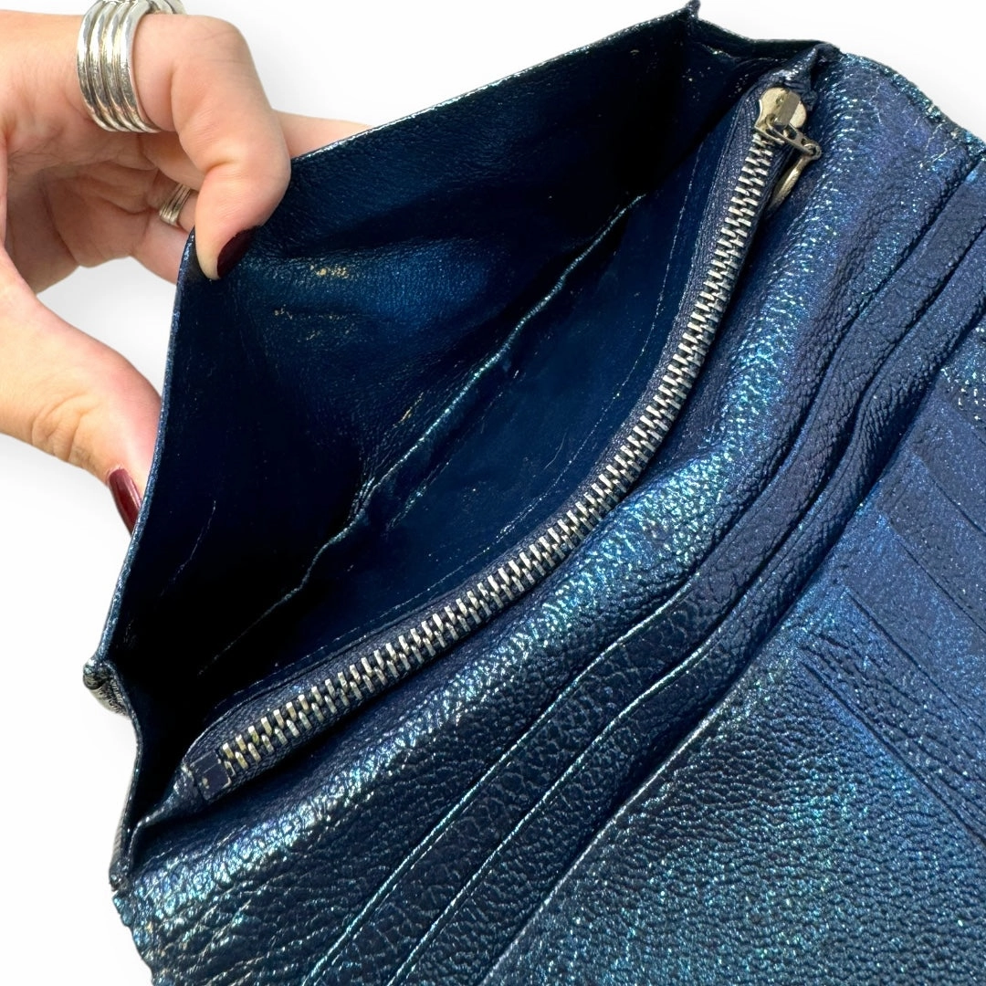 Bvlgari Bvlgari Upcycled Repurposed Bifold Wallet Designer Bvlgari In Glitter Painted Pebbled Leather, Size Small