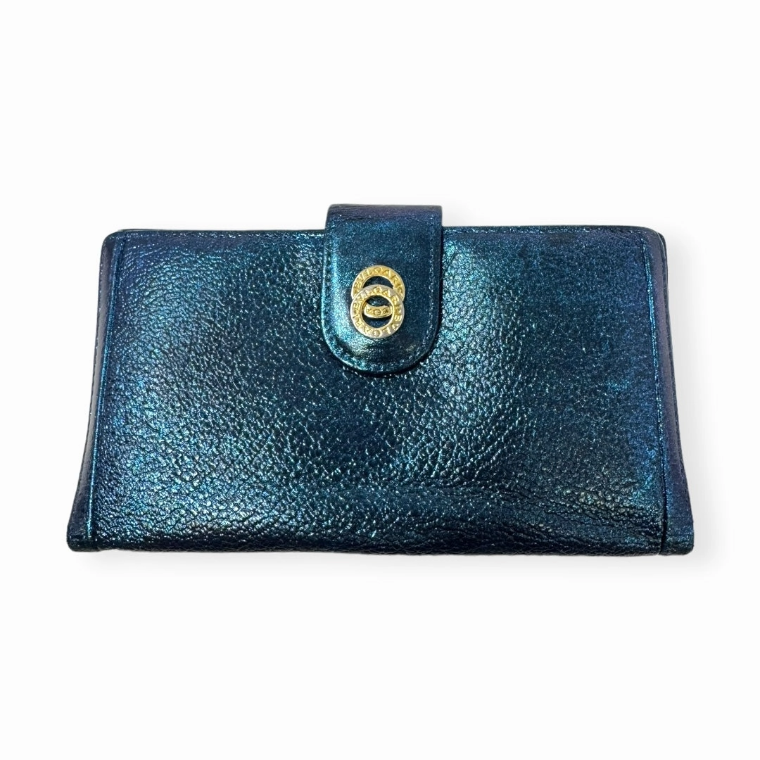 Bvlgari Bvlgari Upcycled Repurposed Bifold Wallet Designer Bvlgari In Glitter Painted Pebbled Leather, Size Small