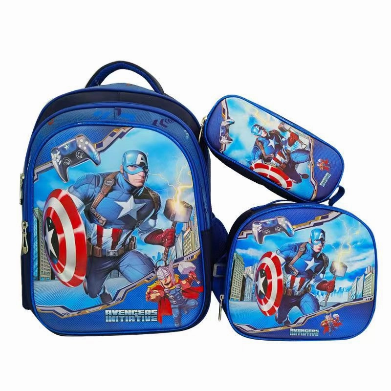Can hold tie rod schoolbag lunch bag pencil case three-piece set