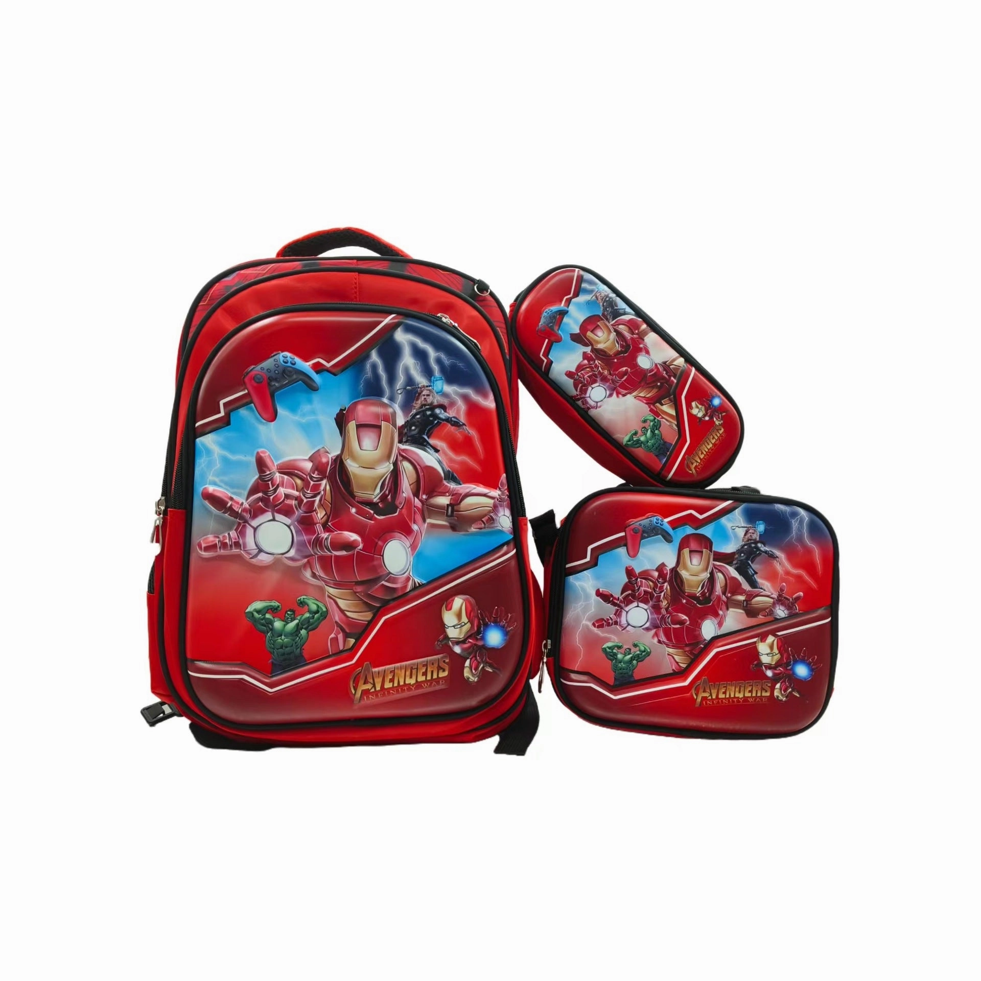 Can hold tie rod schoolbag lunch bag pencil case three-piece set