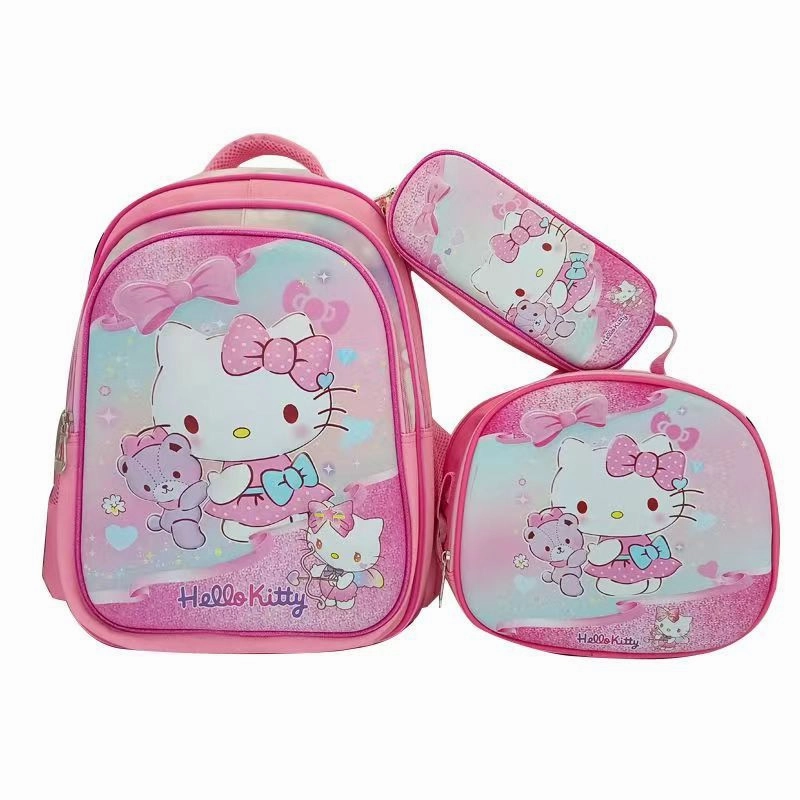 Can hold tie rod schoolbag lunch bag pencil case three-piece set