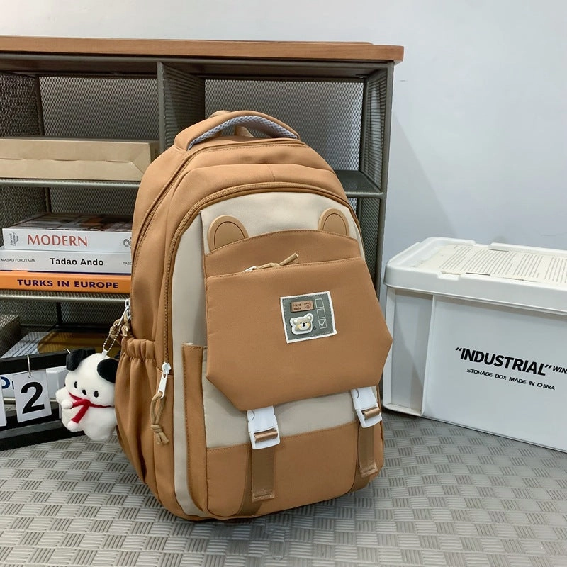 Casual contrast color lightening large capacity backpack