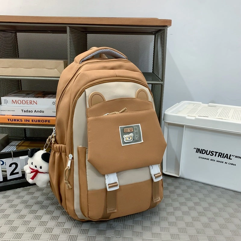 Casual contrast color lightening large capacity backpack