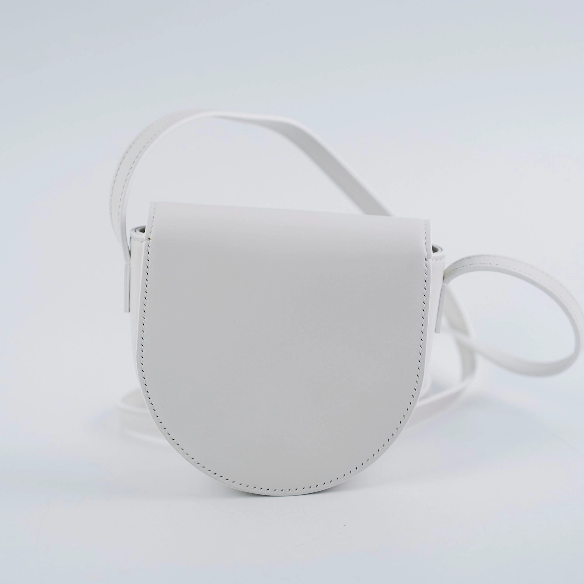 Celine Cuir Mini Triomphe White Crossbody Bag