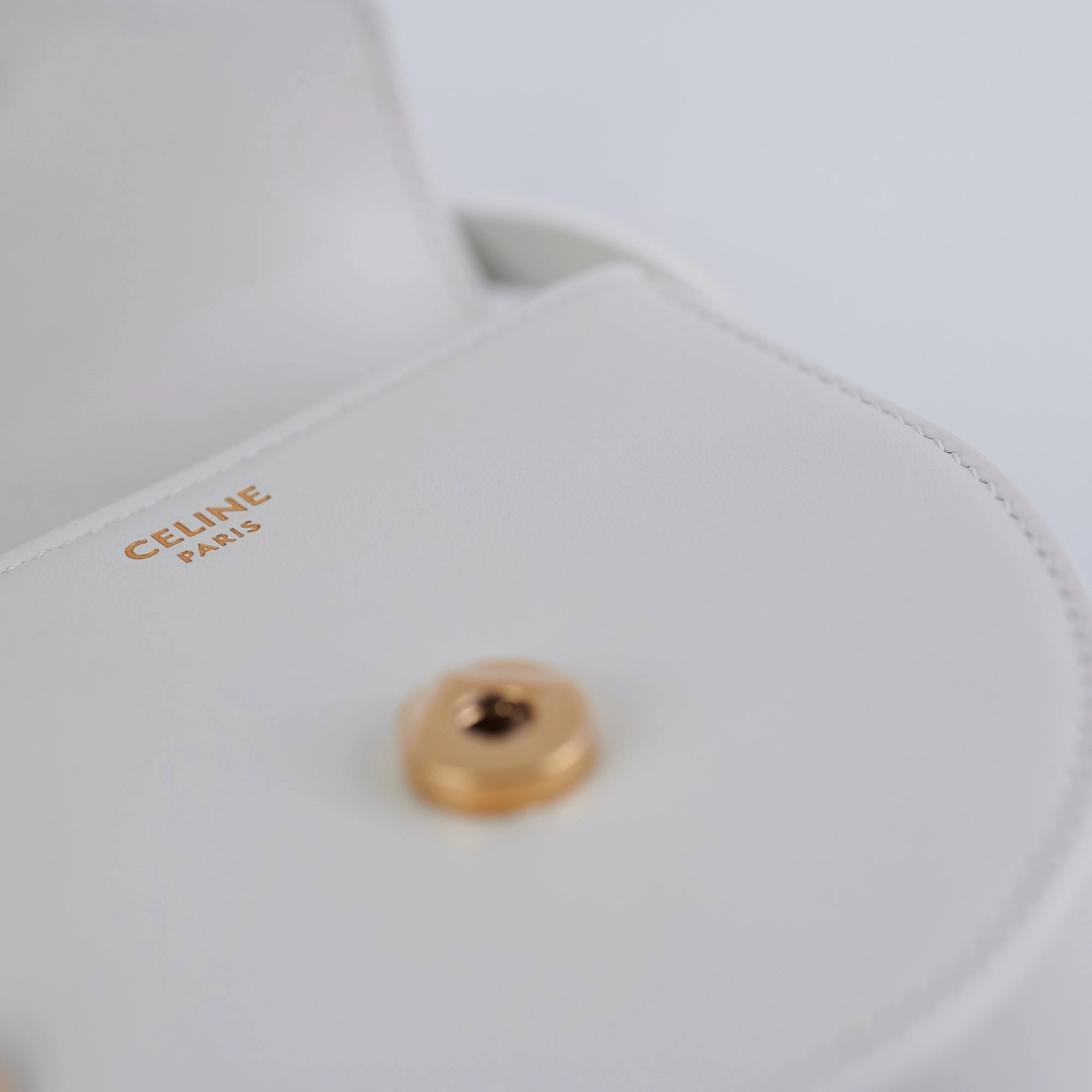 Celine Cuir Mini Triomphe White Crossbody Bag