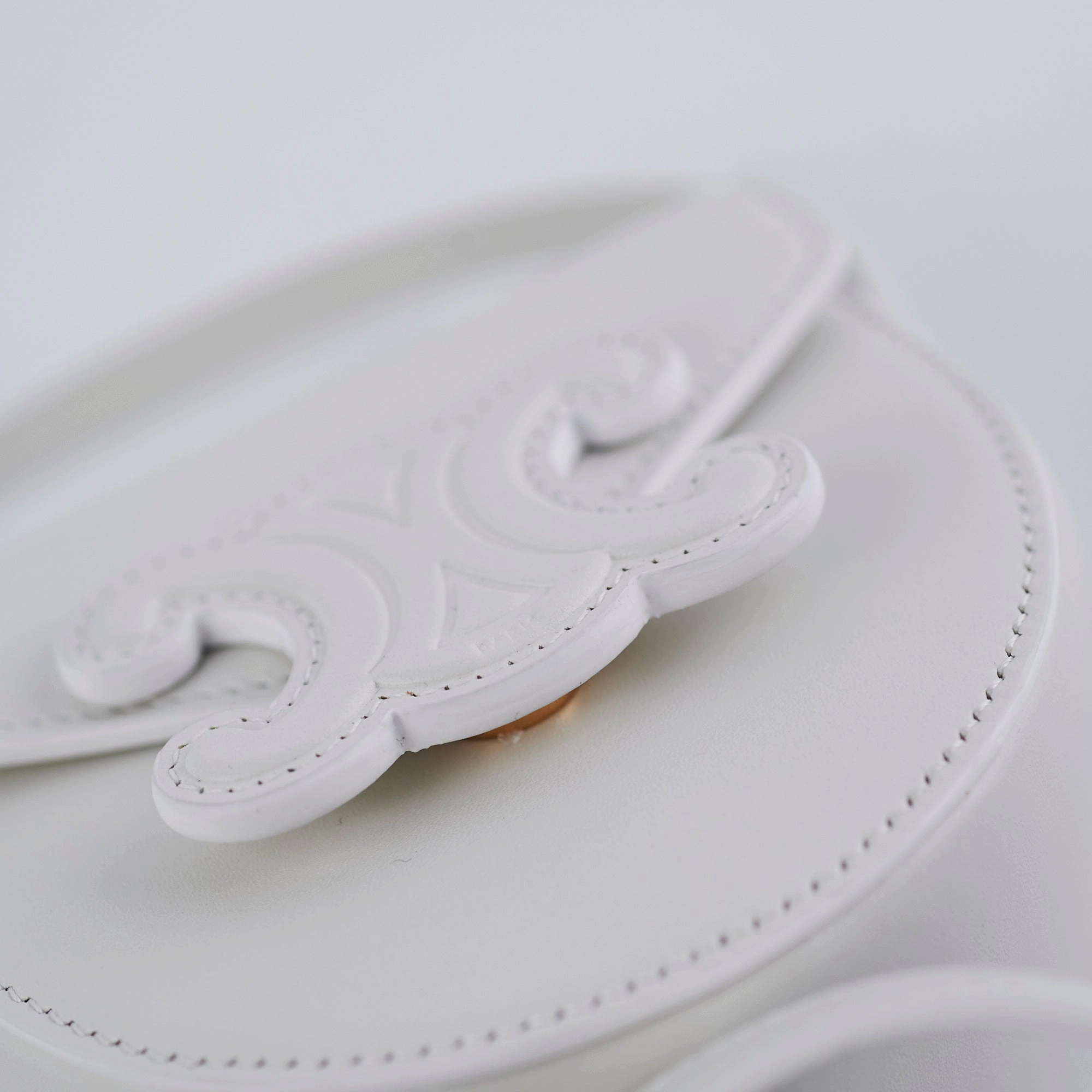 Celine Cuir Mini Triomphe White Crossbody Bag