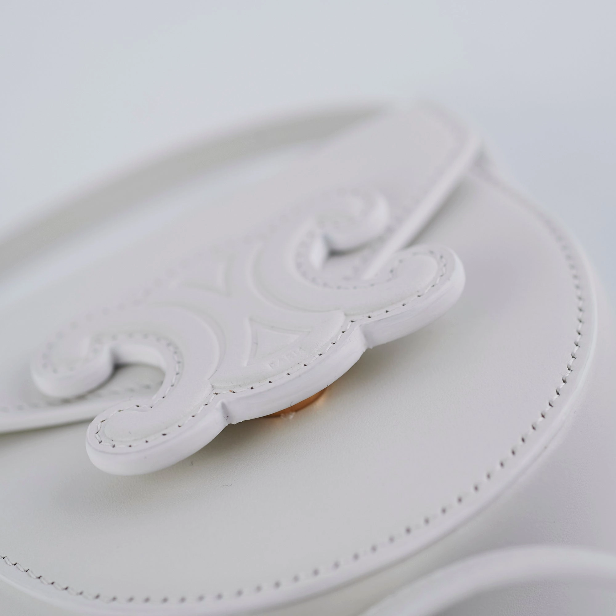 Celine Cuir Mini Triomphe White Crossbody Bag