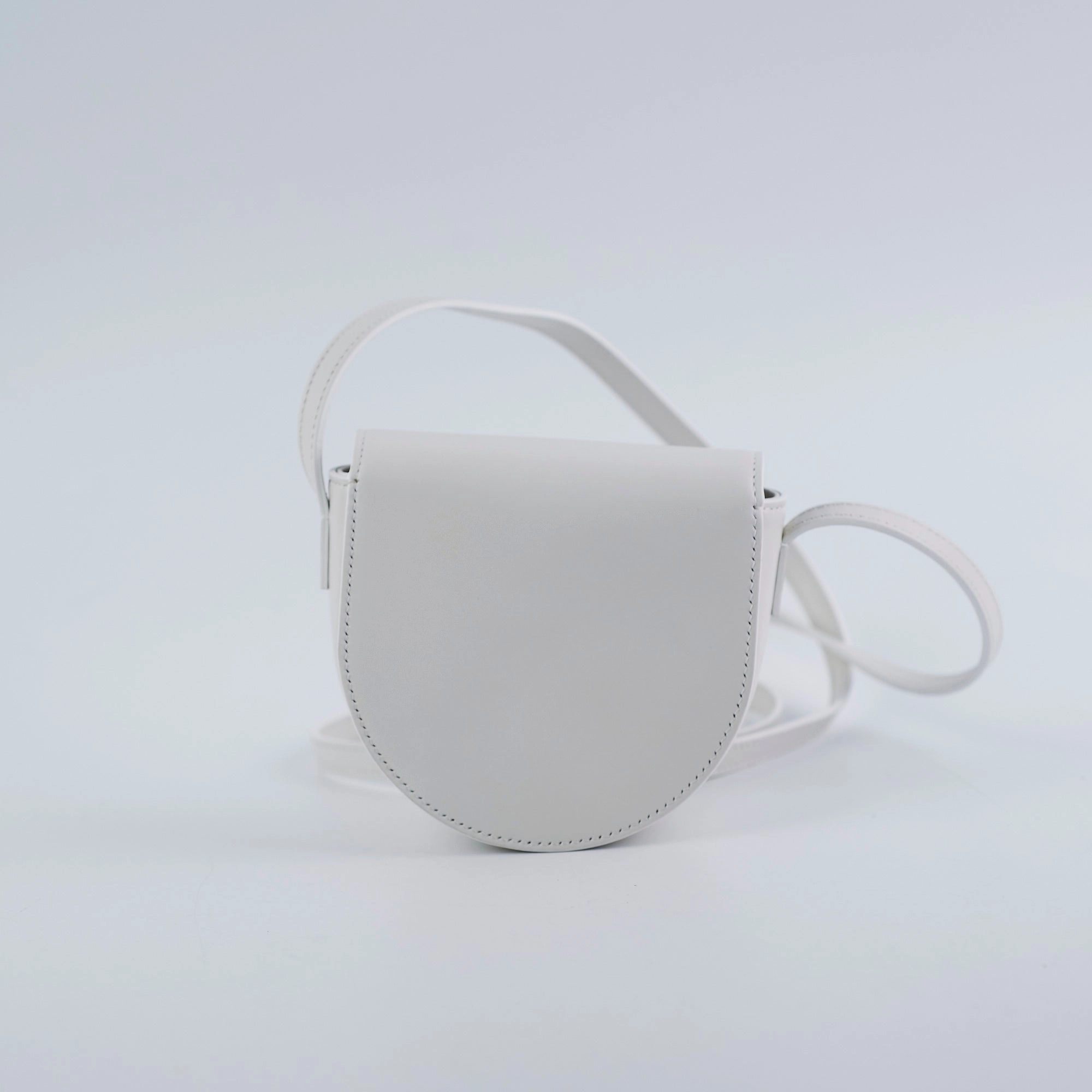 Celine Cuir Mini Triomphe White Crossbody Bag