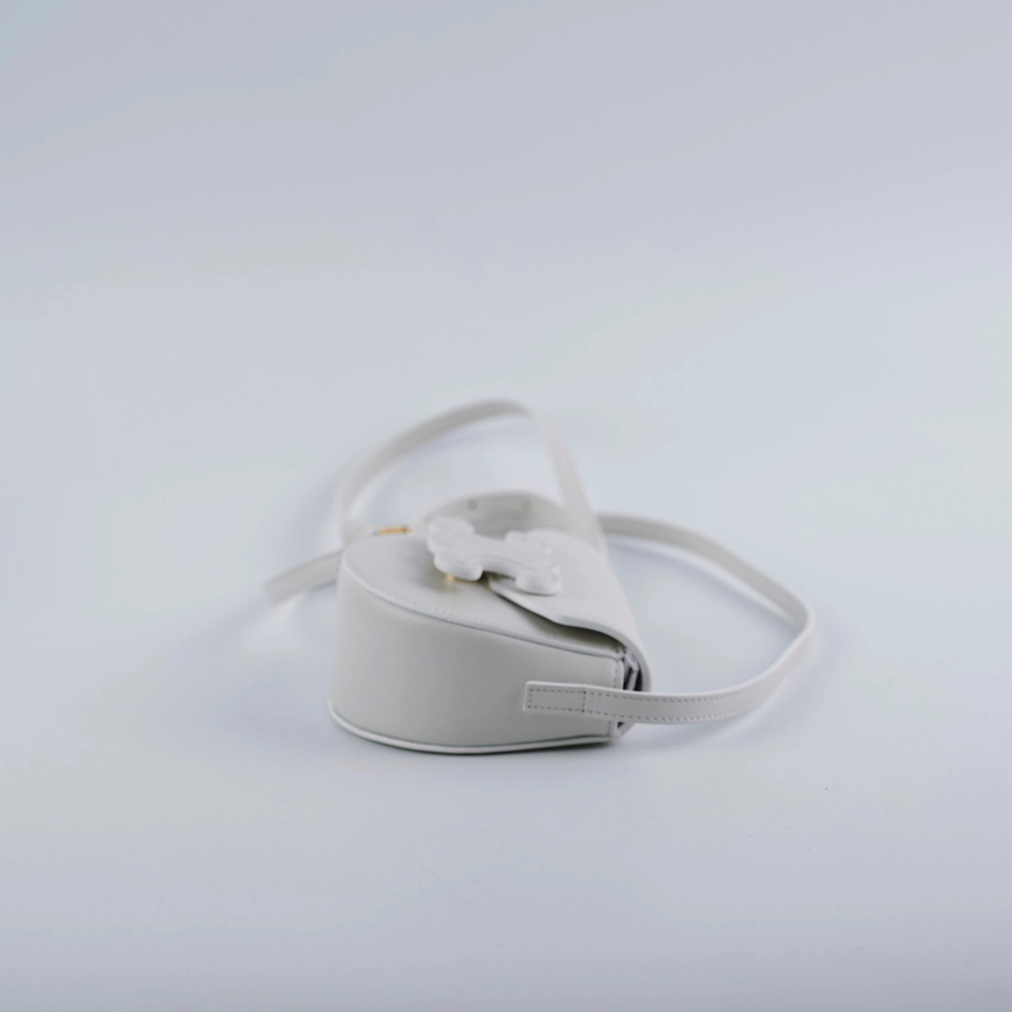 Celine Cuir Mini Triomphe White Crossbody Bag