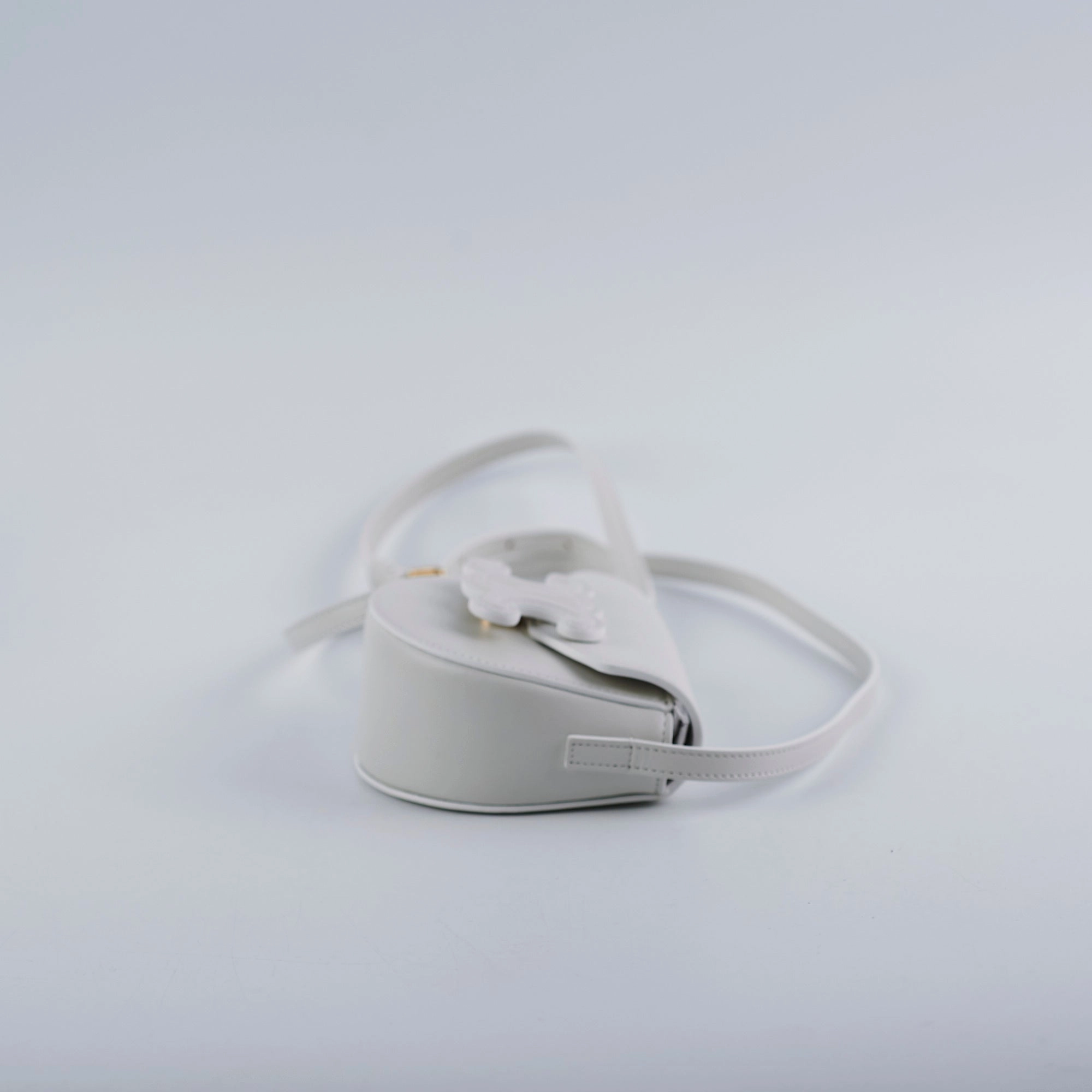 Celine Cuir Mini Triomphe White Crossbody Bag