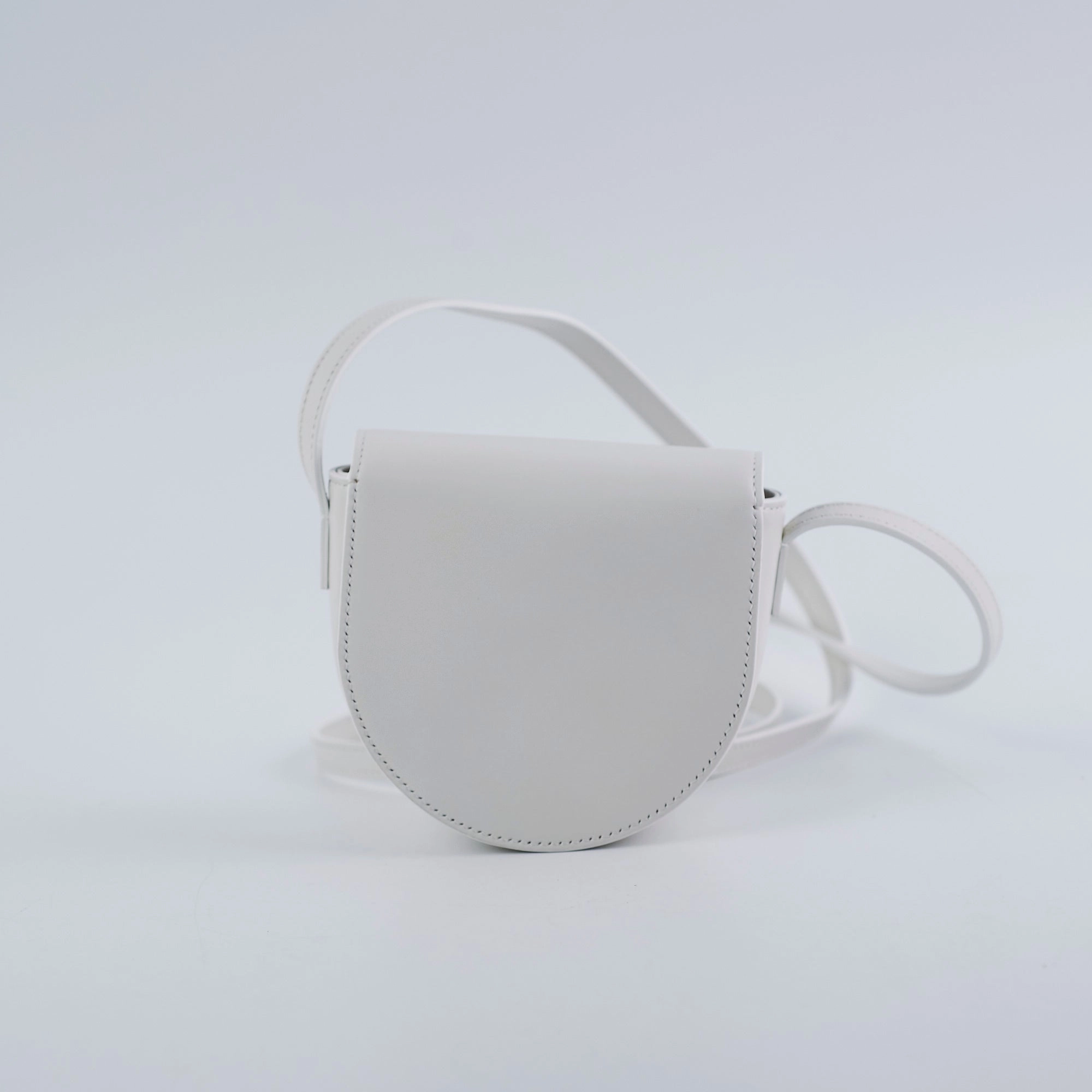 Celine Cuir Mini Triomphe White Crossbody Bag