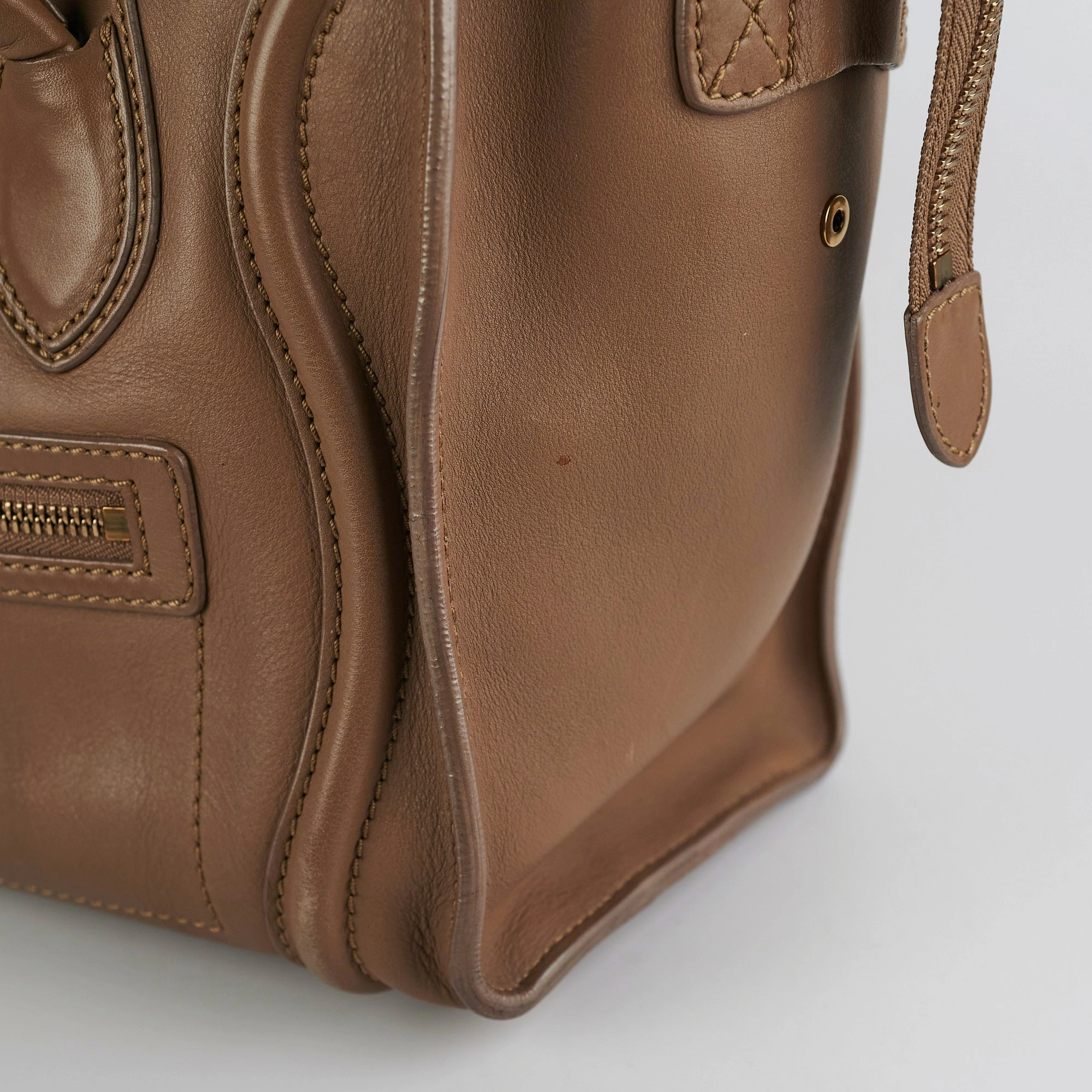 Celine Micro Luggage Taupe Tote