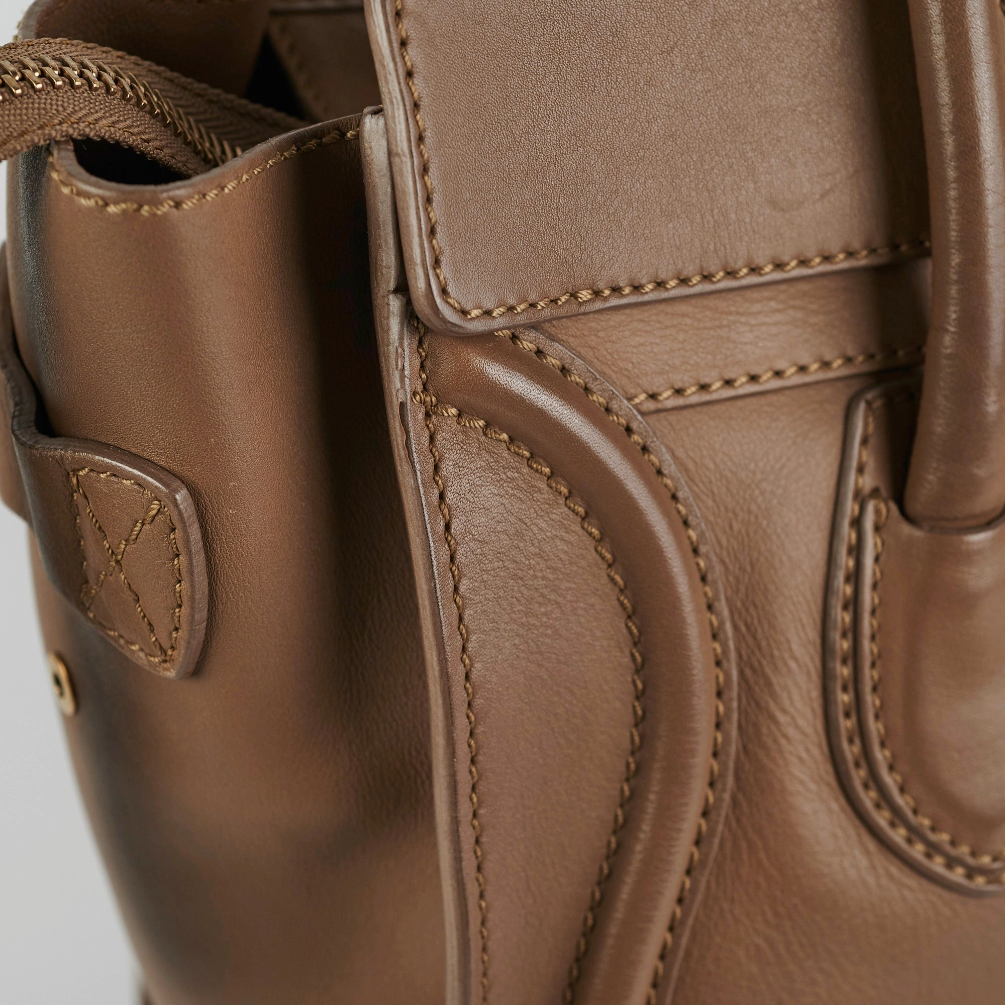 Celine Micro Luggage Taupe Tote