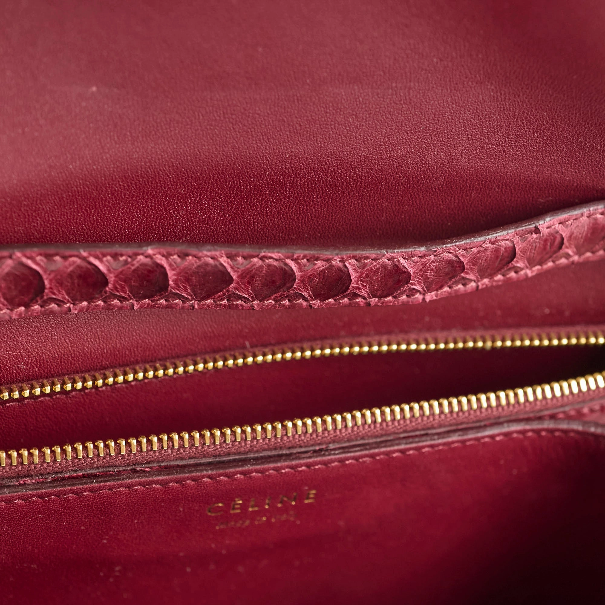 Celine Python Medium Classic Box Burgundy