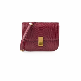 Celine Python Medium Classic Box Burgundy