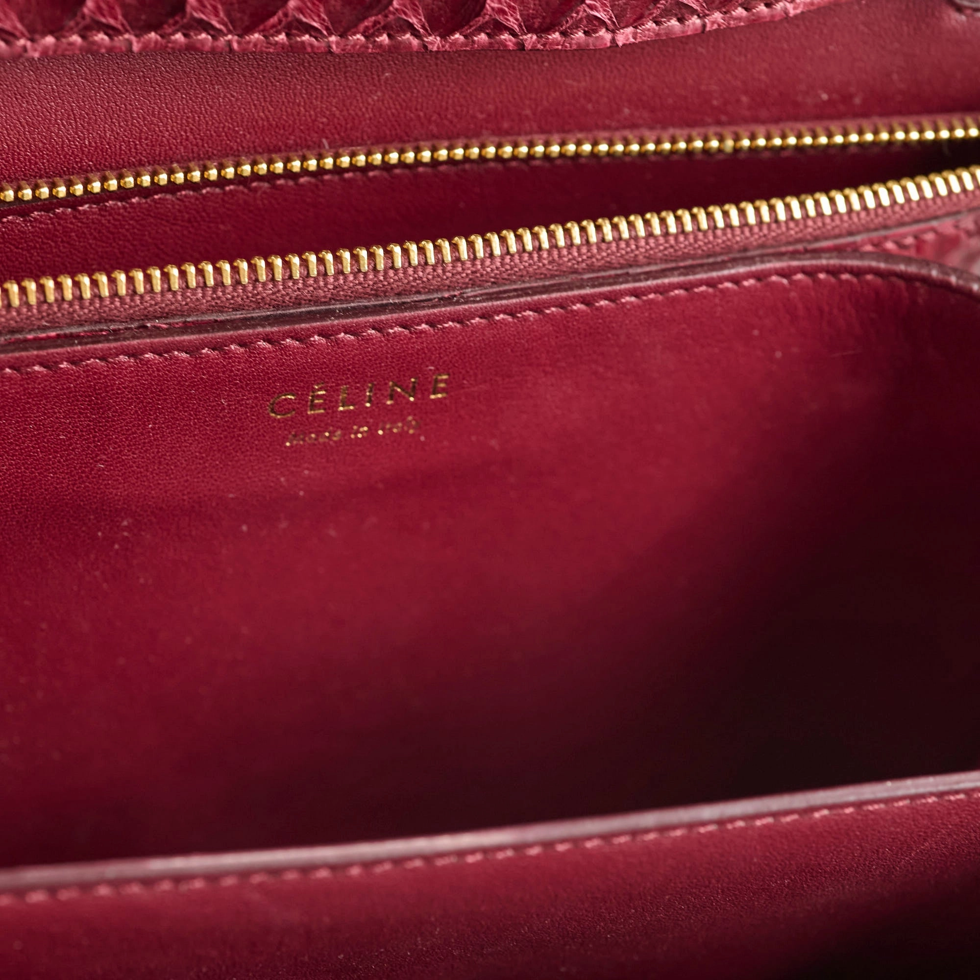 Celine Python Medium Classic Box Burgundy
