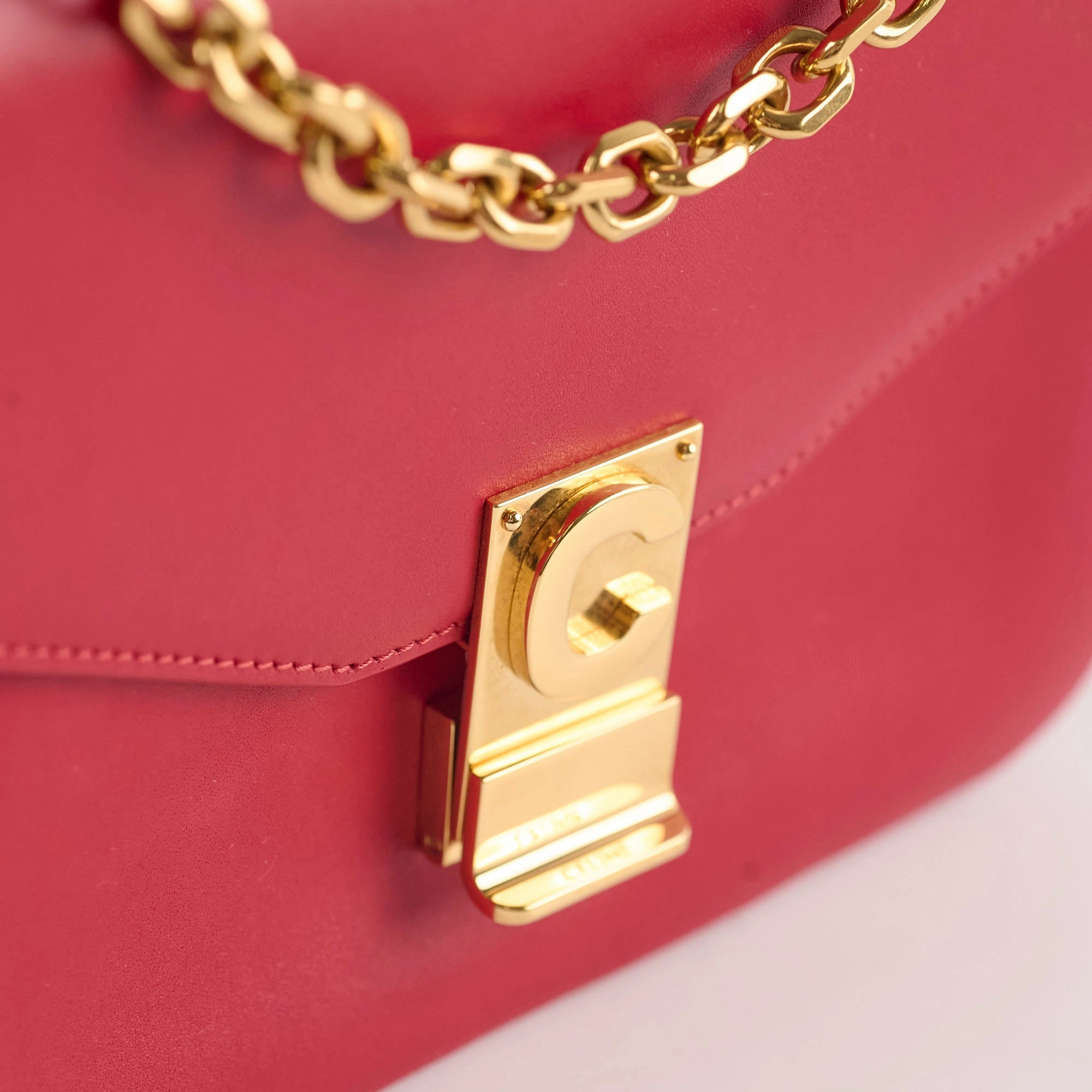 Celine Red C Logo Bag Smooth Calfskin