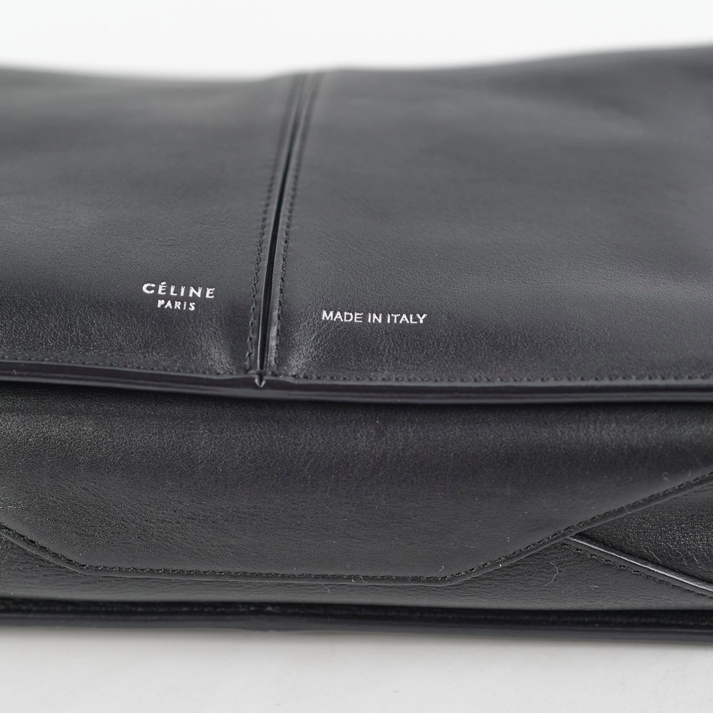 Celine TriFold Clutch On Chain Black Leather