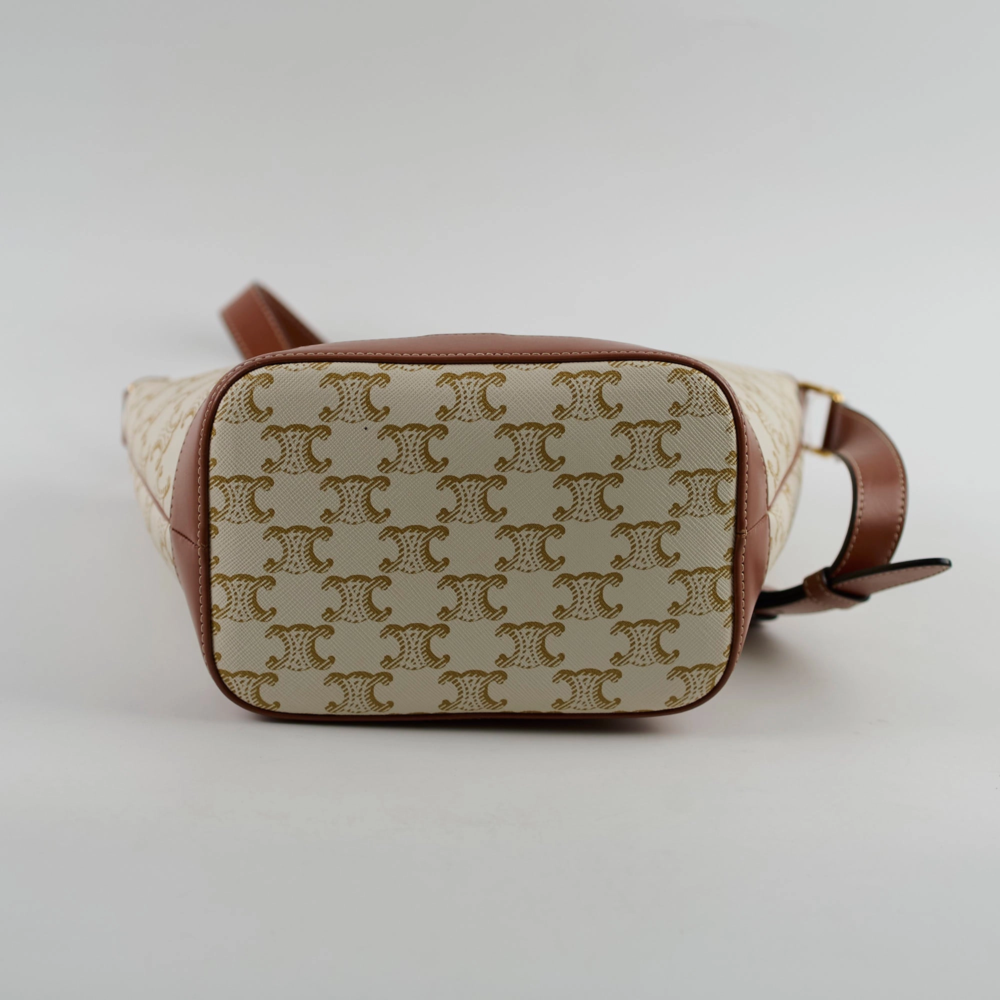 Celine Triomphe Canvas Bucket Bag White