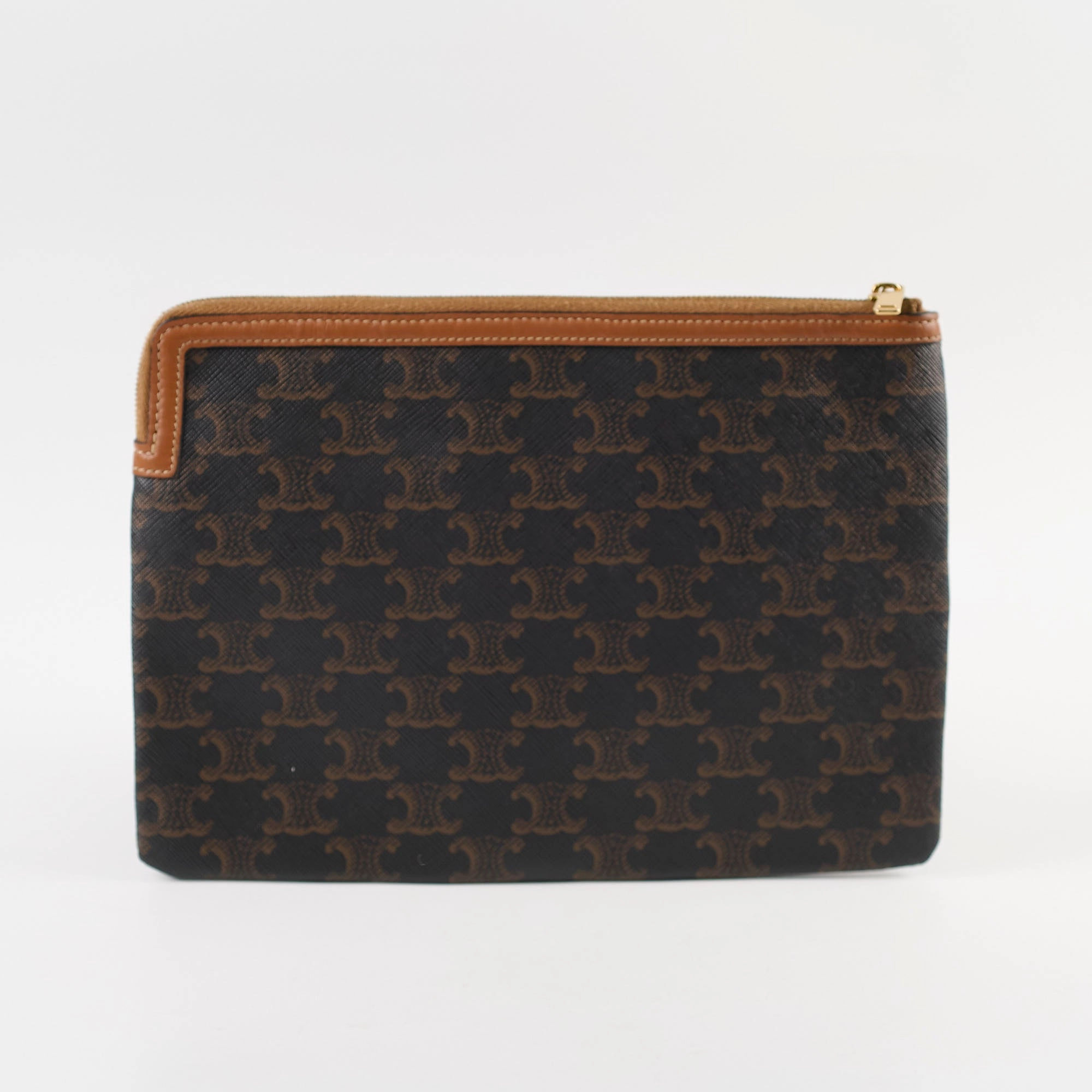 Celine Triomphe Logo Clutch Brown