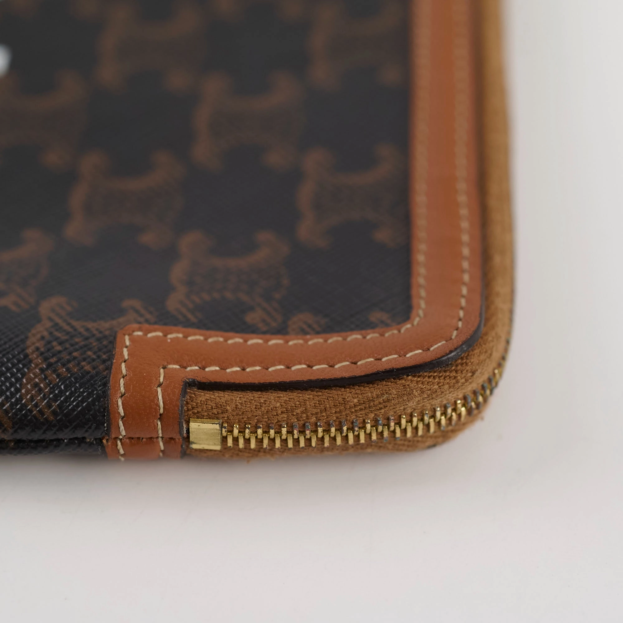 Celine Triomphe Logo Clutch Brown